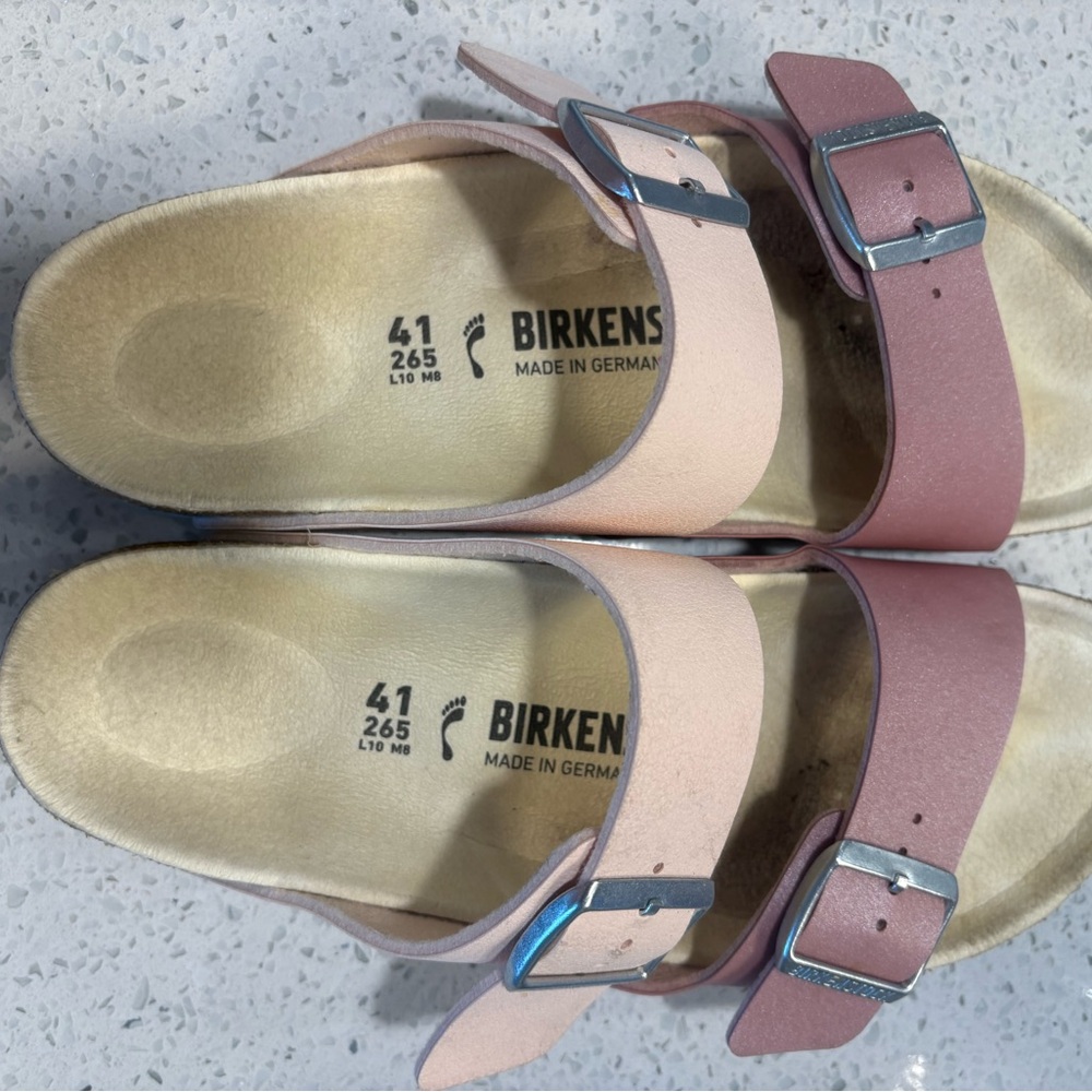 Birkenstock Pink and Blush and Leather Buckle Sandals